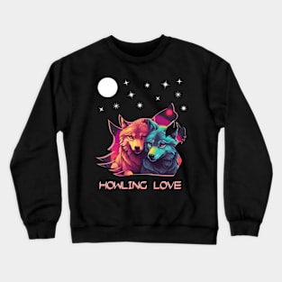 HOWLING LOVE MOON STARS WOLVES WOLF SILHOUETTE Crewneck Sweatshirt